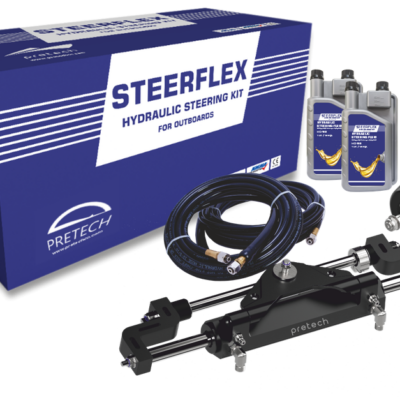 Pretech bullhorn hydraulic steering kit with helm, cylinder, hoses and oil