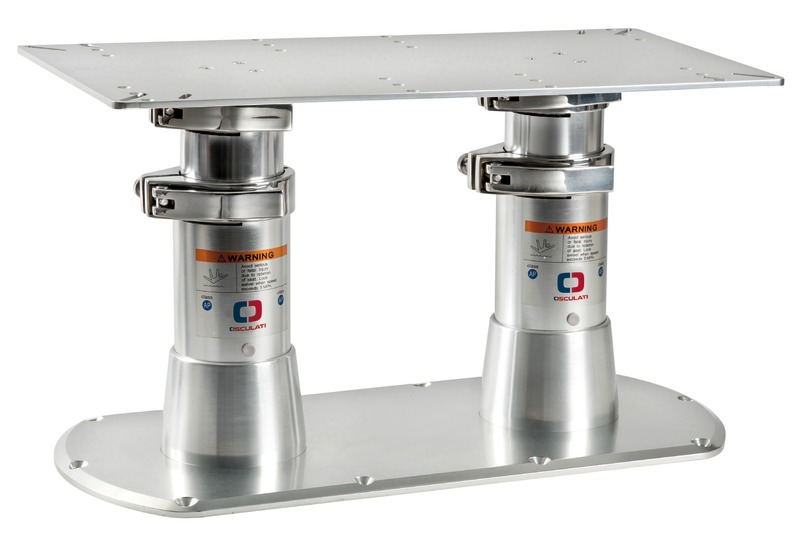 Osculati Giant Twins double table pedestal 48.721.08, anodized aluminium with stainless collars