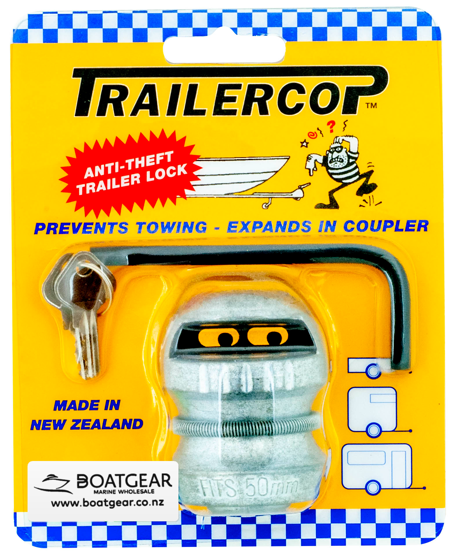 Lock, trailer coupling. "Trailer Cop" – Boating Accessories & Parts | Boatgear NZ
